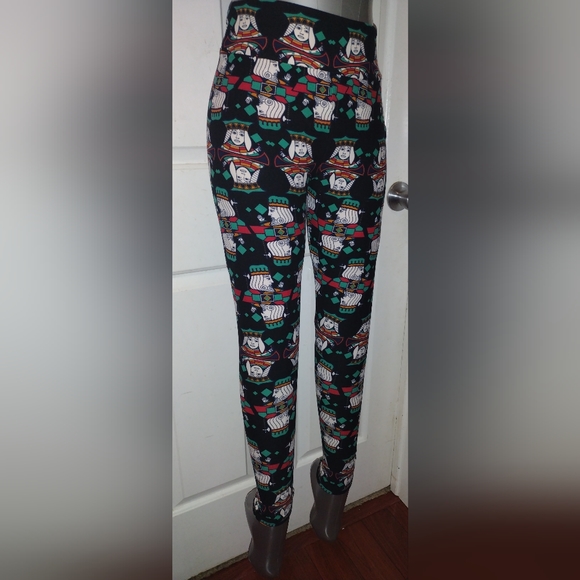 Lularoe Leggings Black King Queen Card Soft Pants Plus Sz OS 2-12 - Picture 2 of 5